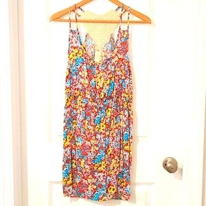 Floral, Halter, Cinched Waist, Dress, Size L